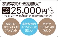 家族写真の出張撮影が25,000円から